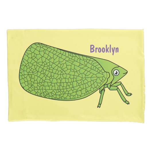 Cute green leaf hopper insect cartoon kussensloop (Voorkant)