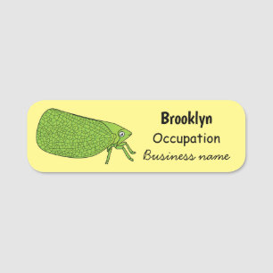 Cute green leaf hopper insect cartoon naamplaatje