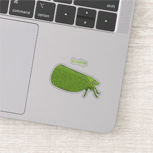 Cute green leaf hopper insect cartoon sticker
