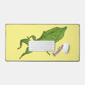 Cute green leaf insect cartoon bureaumat (Keyboard & Muis)