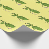 Cute green leaf insect cartoon cadeaupapier (Hoek)