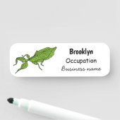 Cute green leaf insect cartoon naamplaatje (In situ)