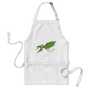 Cute green leaf insect cartoon standaard schort