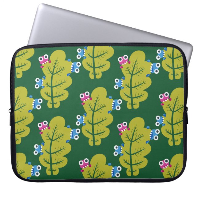Cute Green Leaves Pattern Laptop Sleeve (Voorkant)