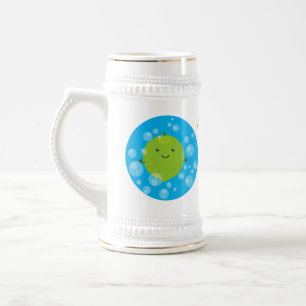 Cute green limoen bubbles cartoon afbeelding bierpul