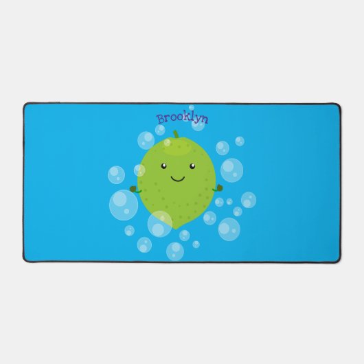 Cute green limoen bubbles cartoon afbeelding bureaumat (Voorkant)