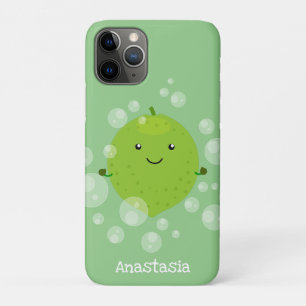 Cute green limoen bubbles cartoon afbeelding iPhone 11 pro hoesje
