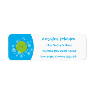 Cute green limoen bubbles cartoon afbeelding etiket