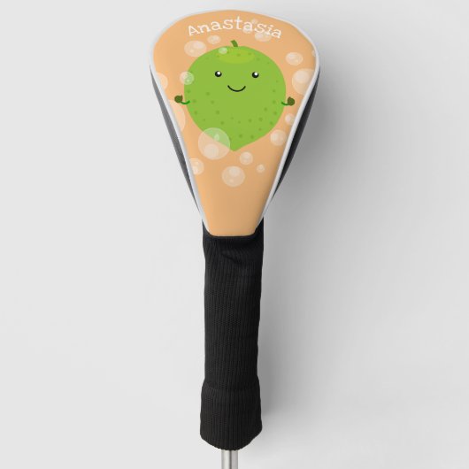 Cute green limoen bubbles cartoon afbeelding golfheadcover (Voorkant)