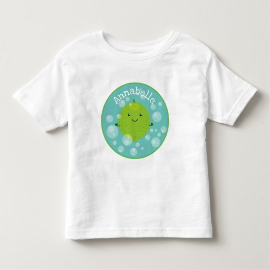Cute green limoen bubbles cartoon afbeelding kinder shirts (Voorkant)