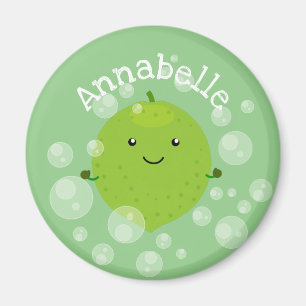 Cute green limoen bubbles cartoon afbeelding magneet