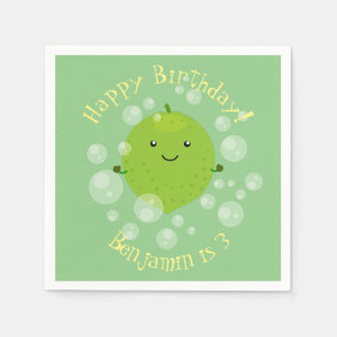 Cute green limoen bubbles cartoon afbeelding servet
