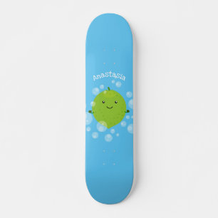 Cute green limoen bubbles cartoon afbeelding skateboard