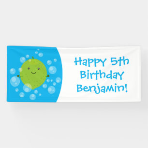 Cute green limoen bubbles cartoon afbeelding spandoek