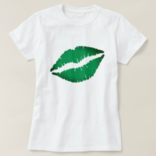 Cute Green Lips Kiss Ik ben Ierse St Patrick Day T-shirt