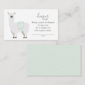 Cute Green Llama Diaper Raffle Ticket Baby shower Informatiekaartje (Voorkant / Achterkant)
