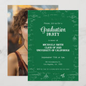 Cute Green Math Hand-Lettering Photo Graduation Kaart (Voorkant / Achterkant)