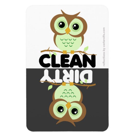 Cute Green Owl Dishwasher Magnet Magneet (Verticaal)