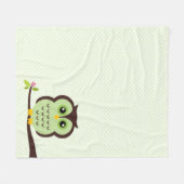 Cute Green Owl Fleece Deken (Voorkant (Horizontaal))