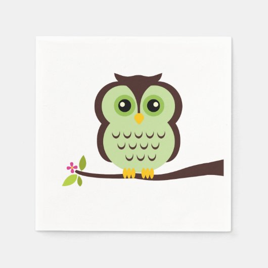 Cute Green Owl Servet (Voorkant)