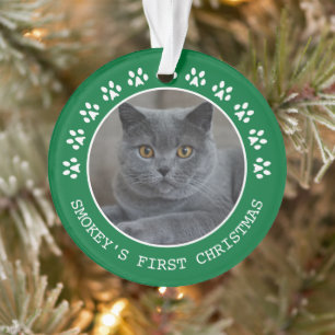 Cute Green Paw Prints Lijst kerst Ornament