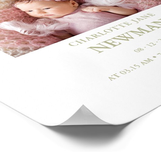 Cute Green Pink Princess Crown Photo Baby Newborn Poster (Hoek)