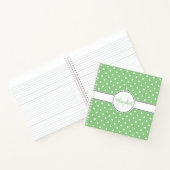 Cute Green Polka Dot Pattern Monogram Notitieboek (Binnen)