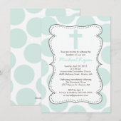 Cute Green Polka Dots Cross Baptism Invitation Kaart (Voorkant / Achterkant)