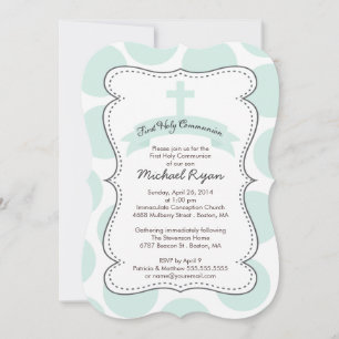 Cute Green Polka Dots Cross-Communitation Invitati Kaart