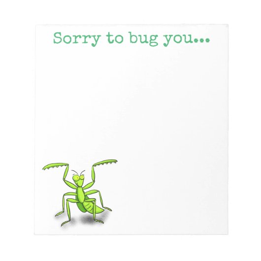 Cute green praing mantis cartoon illustration notitieblok (Voorkant)