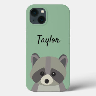 Cute green raccoon afbeelding op maat iPhone 13 hoesje
