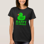 Cute Green Rubber Duck Lucky Go Ducky Pun T-shirt (Voorkant)
