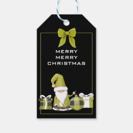 Cute Green Santa Gnome met Gifts Cadeaulabel