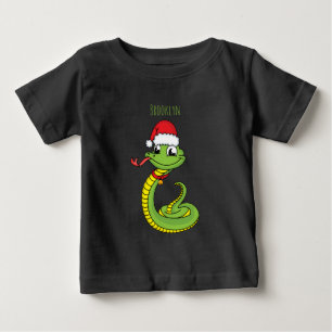 Cute green slang met santa hat cartoon