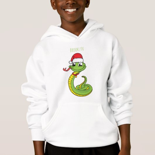 Cute green slang met santa hat cartoon (Voorkant)
