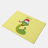 Cute green slang met santa hat cartoon deurmat (Schuin)