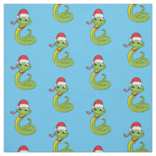 Cute green slang met santa hat cartoon stof
