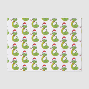 Cute green slang met santa hat cartoon tissuepapier