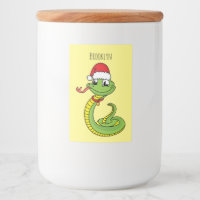 Cute green slang met santa hat cartoon