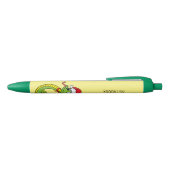 Cute green slang met santa hat cartoon zwarte inkt pen (Bovenkant)
