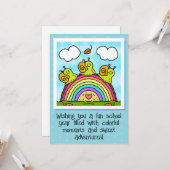 Cute Green Snails Rainbow Log Back To School Kaart (Voorkant / Achterkant in situ)