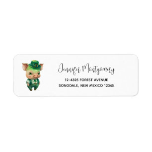 Cute Green St. Patrick's Day Pig Etiket