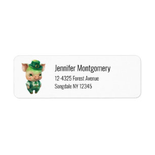 Cute Green St. Patrick's Day Pig Etiket