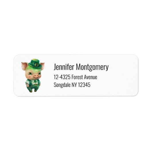 Cute Green St. Patrick's Day Pig Etiket (Voorkant)