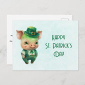 Cute Green St. Patrick's Day Pig Feestdagenkaart (Voorkant / Achterkant)