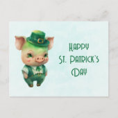 Cute Green St. Patrick's Day Pig Feestdagenkaart (Voorkant)
