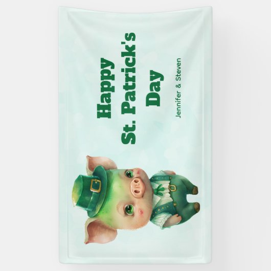 Cute Green St. Patrick's Day Pig Party Spandoek (Verticaal)