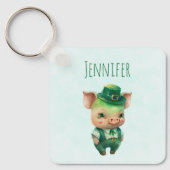 Cute Green St. Patrick's Day Pig Sleutelhanger (Voorkant)