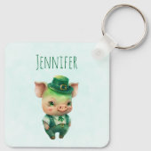 Cute Green St. Patrick's Day Pig Sleutelhanger (Achterkant)