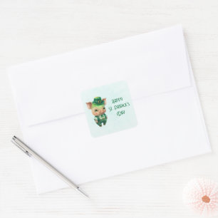 Cute Green St. Patrick's Day Pig Vierkante Sticker
